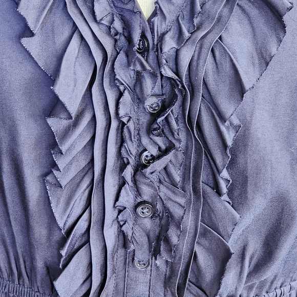 American Eagle Ruffle Short Sleeve Adjustable Waist Mini Dress Blue Size S - Picture 7 of 14